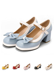 Chaussures Mary Jane à talons épais et nœud papillon