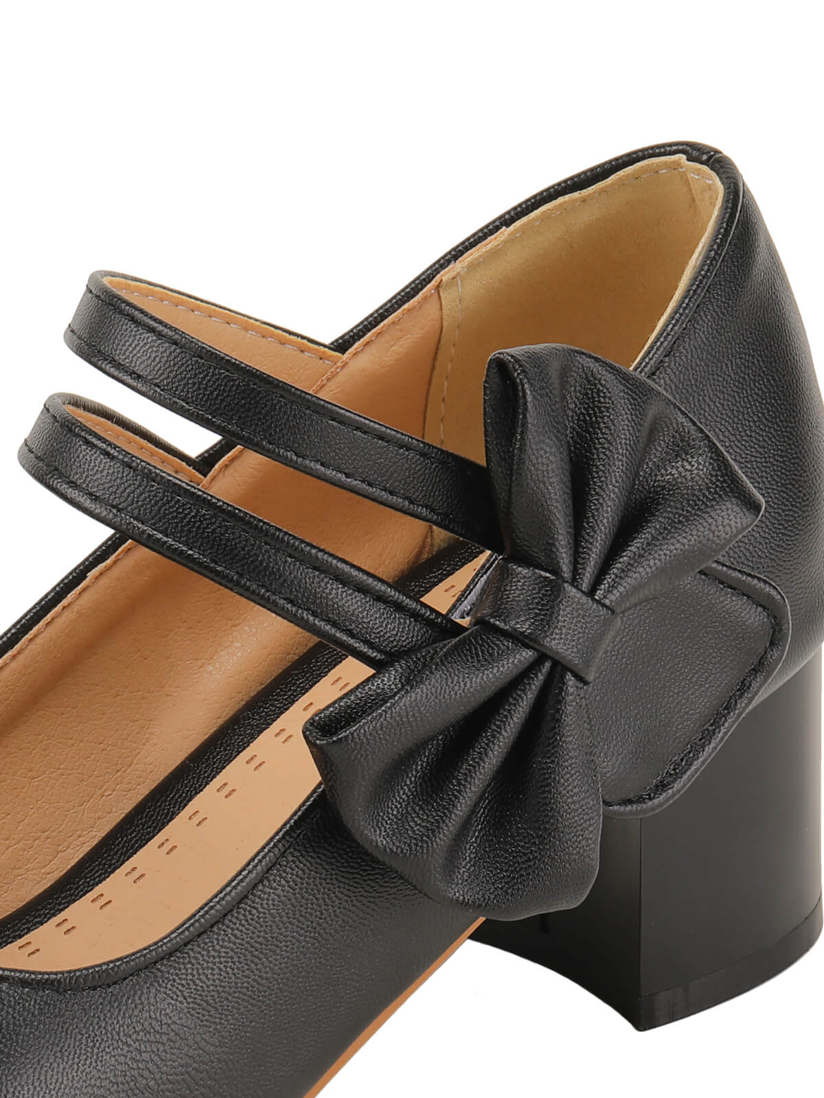 Chaussures Mary Jane à talons épais et nœud noir
