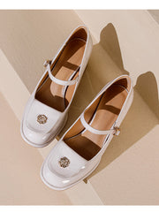 Chaussures Mary Jane à talons épais en cuir verni