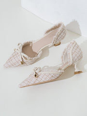 Escarpins à talons aiguilles rétro en tweed avec nœud
