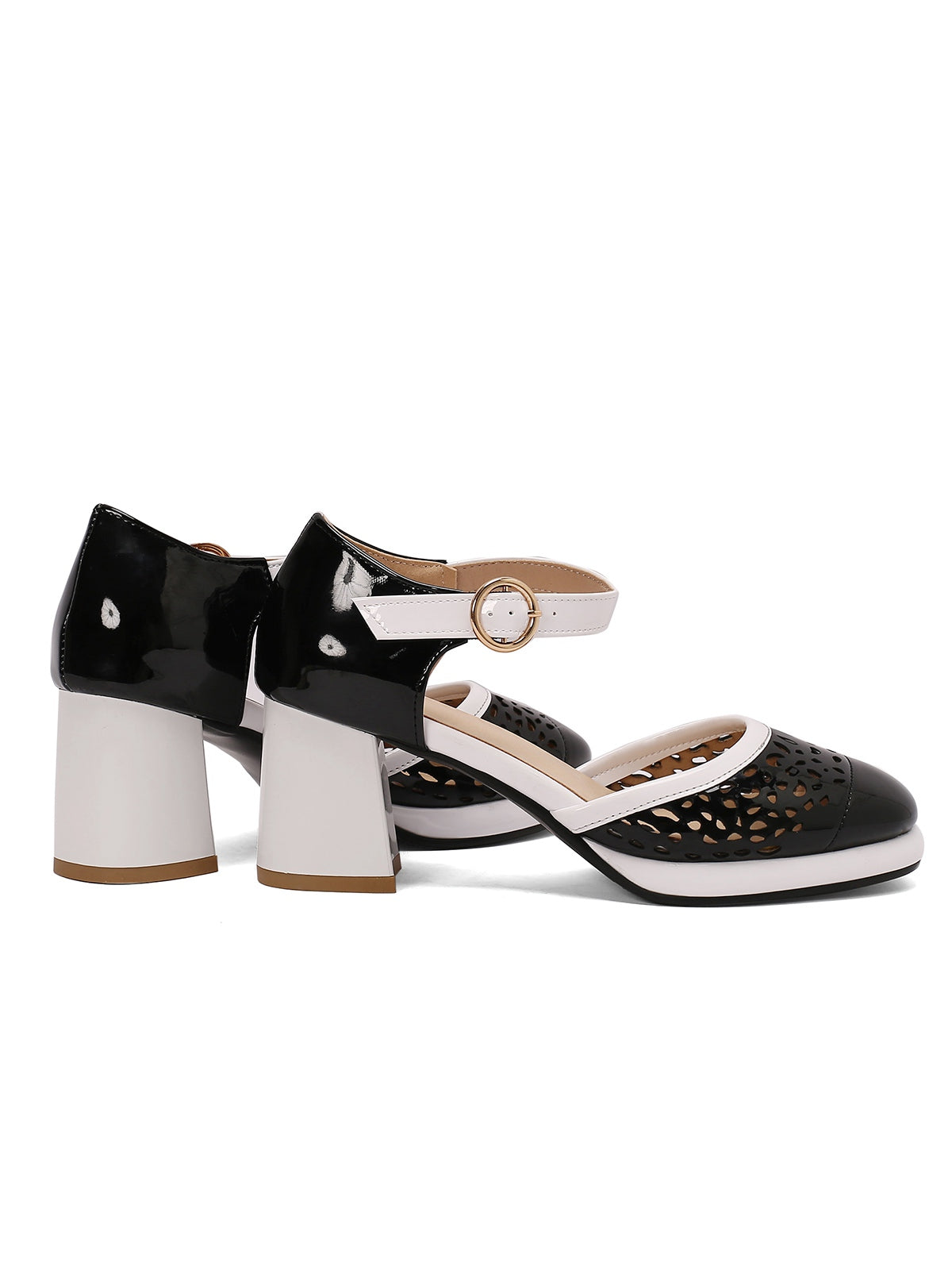 Retro Hohle klobige High Heels Schuhe