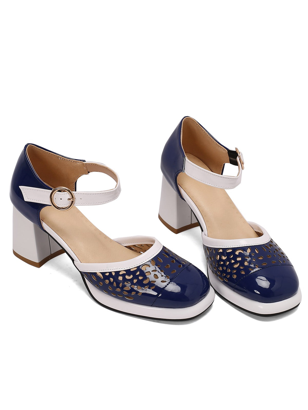 Retro Hohle klobige High Heels Schuhe