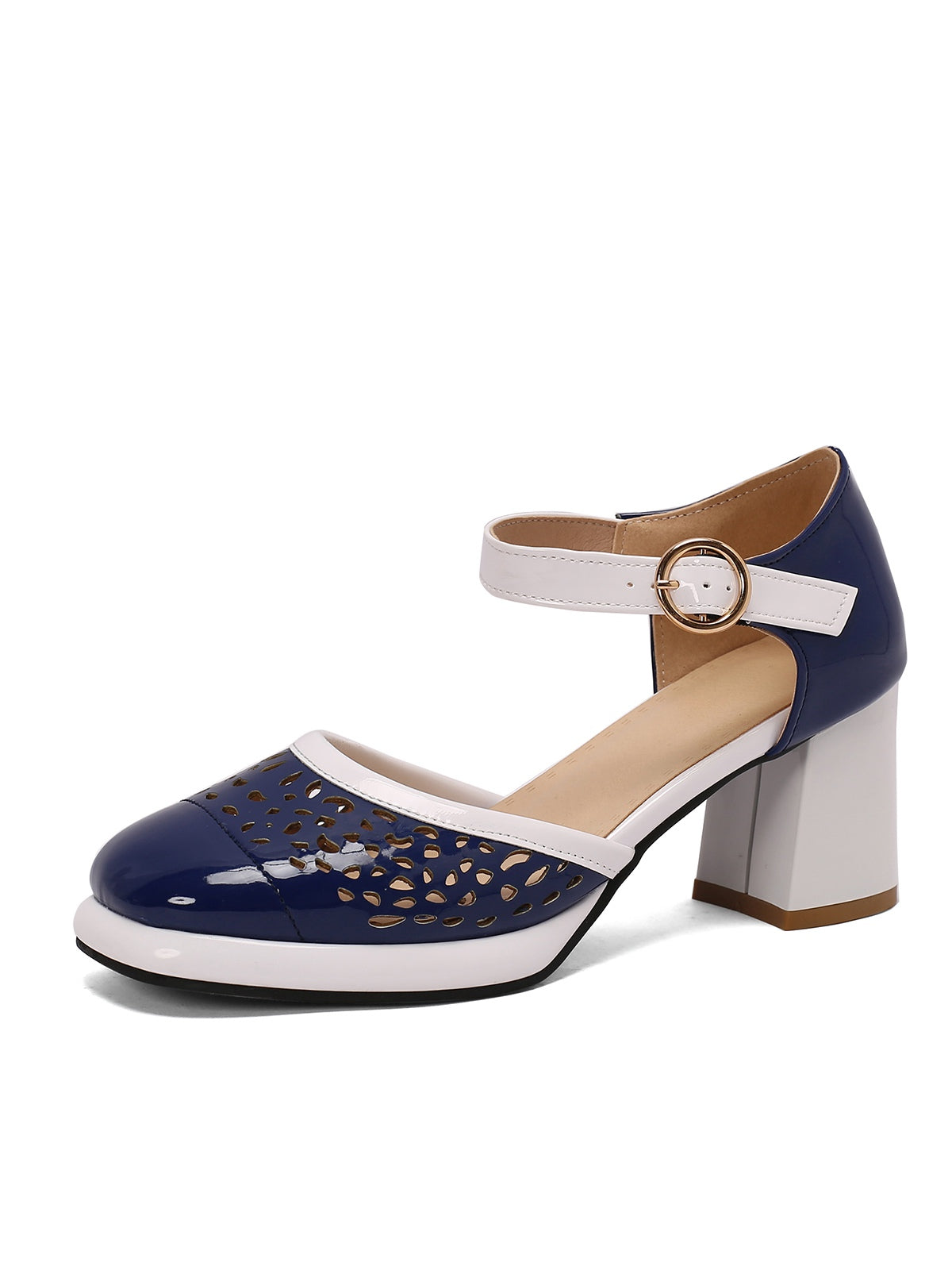 Retro Hohle klobige High Heels Schuhe