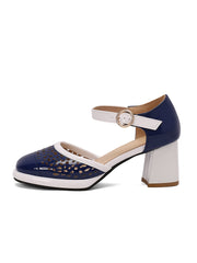Retro Hohle klobige High Heels Schuhe