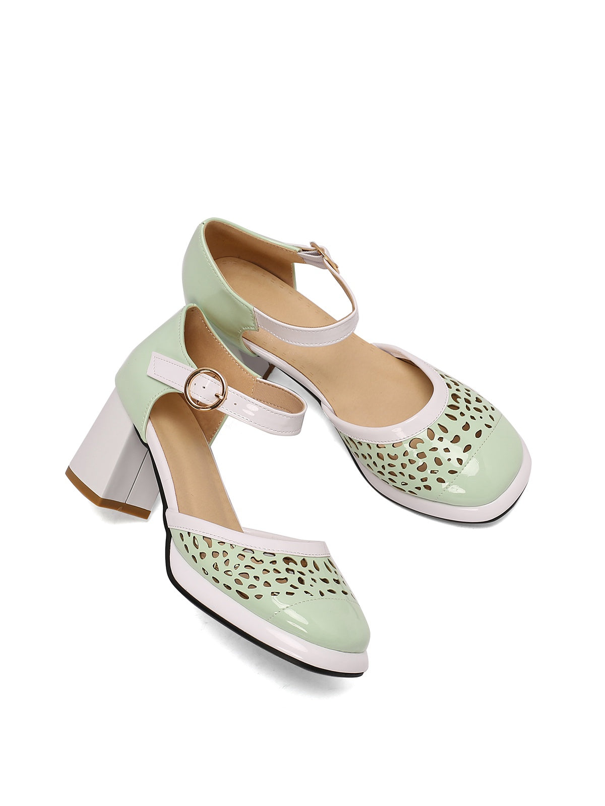 Retro Hohle klobige High Heels Schuhe