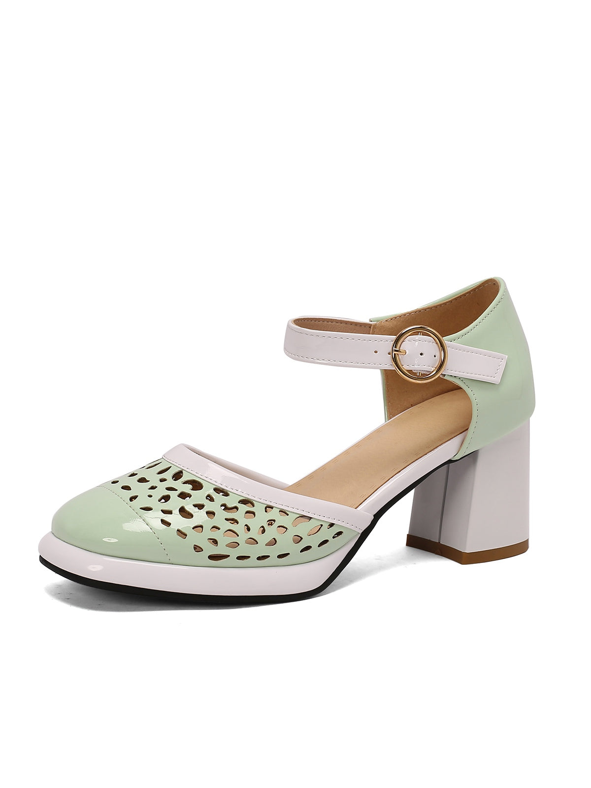 Retro Hohle klobige High Heels Schuhe