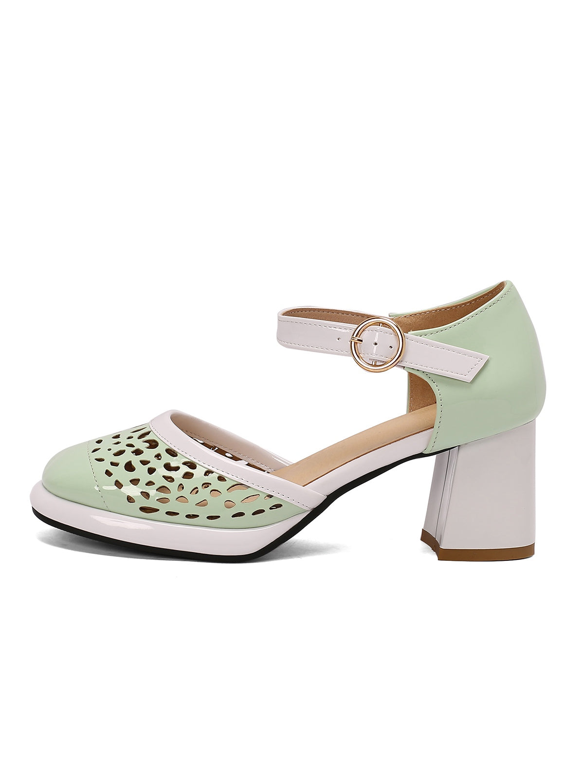 Retro Hohle klobige High Heels Schuhe