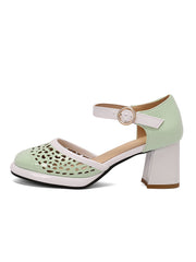Retro Hohle klobige High Heels Schuhe