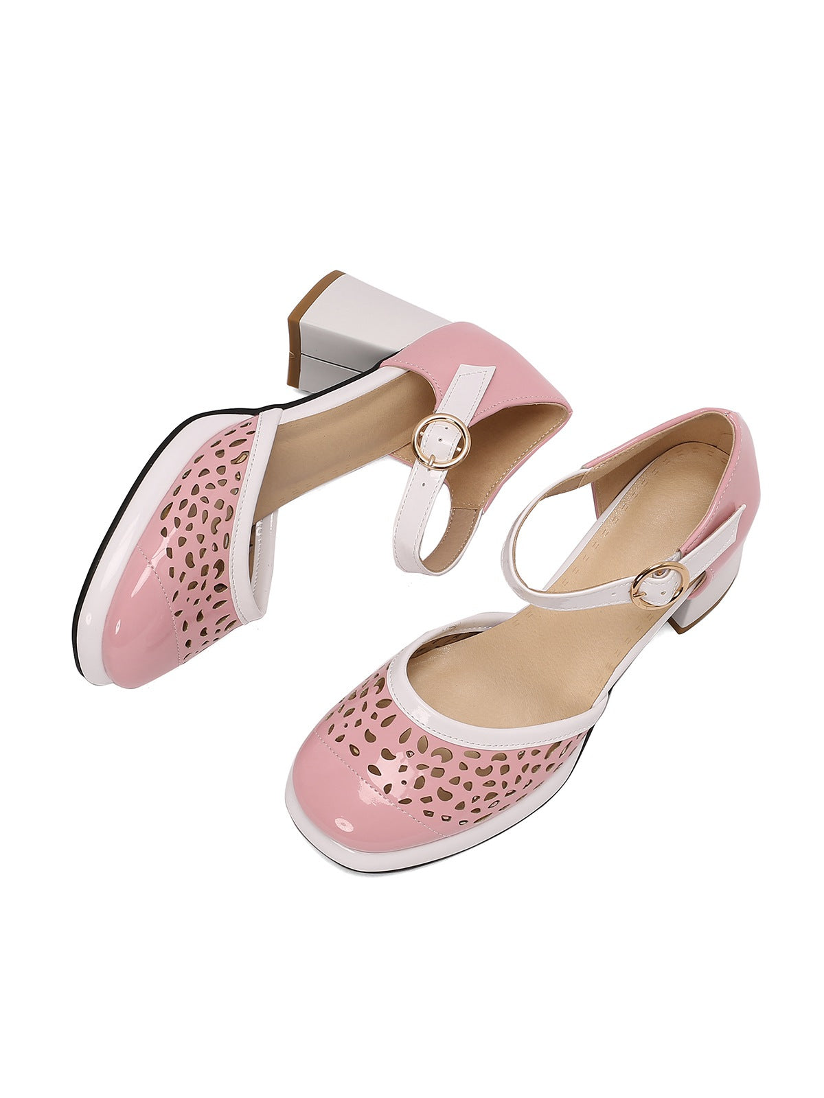 Retro Hohle klobige High Heels Schuhe