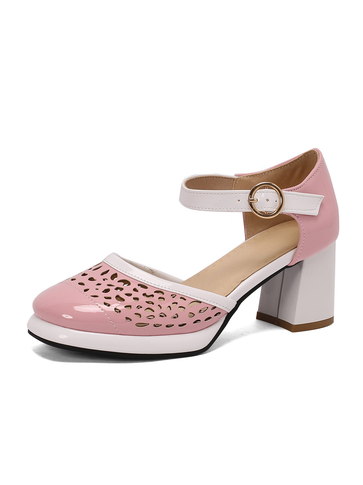 Retro Hohle klobige High Heels Schuhe