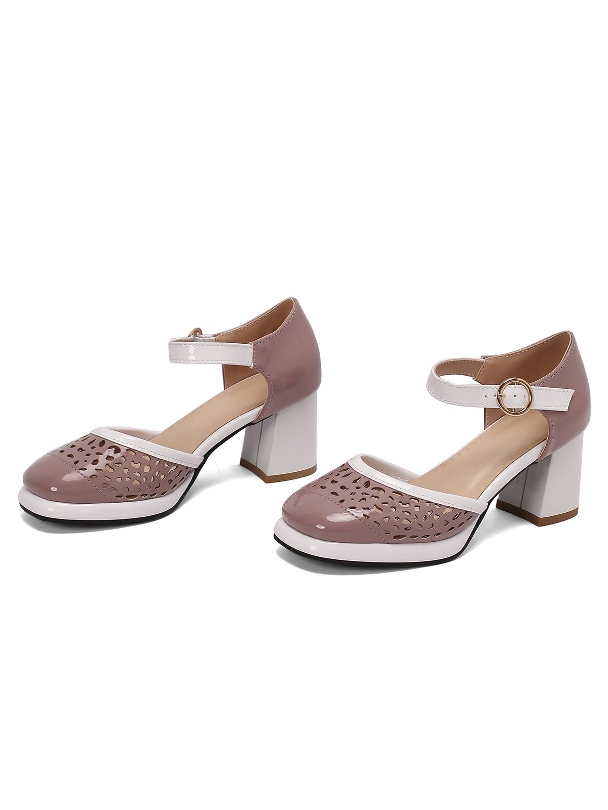 Retro Hohle klobige High Heels Schuhe