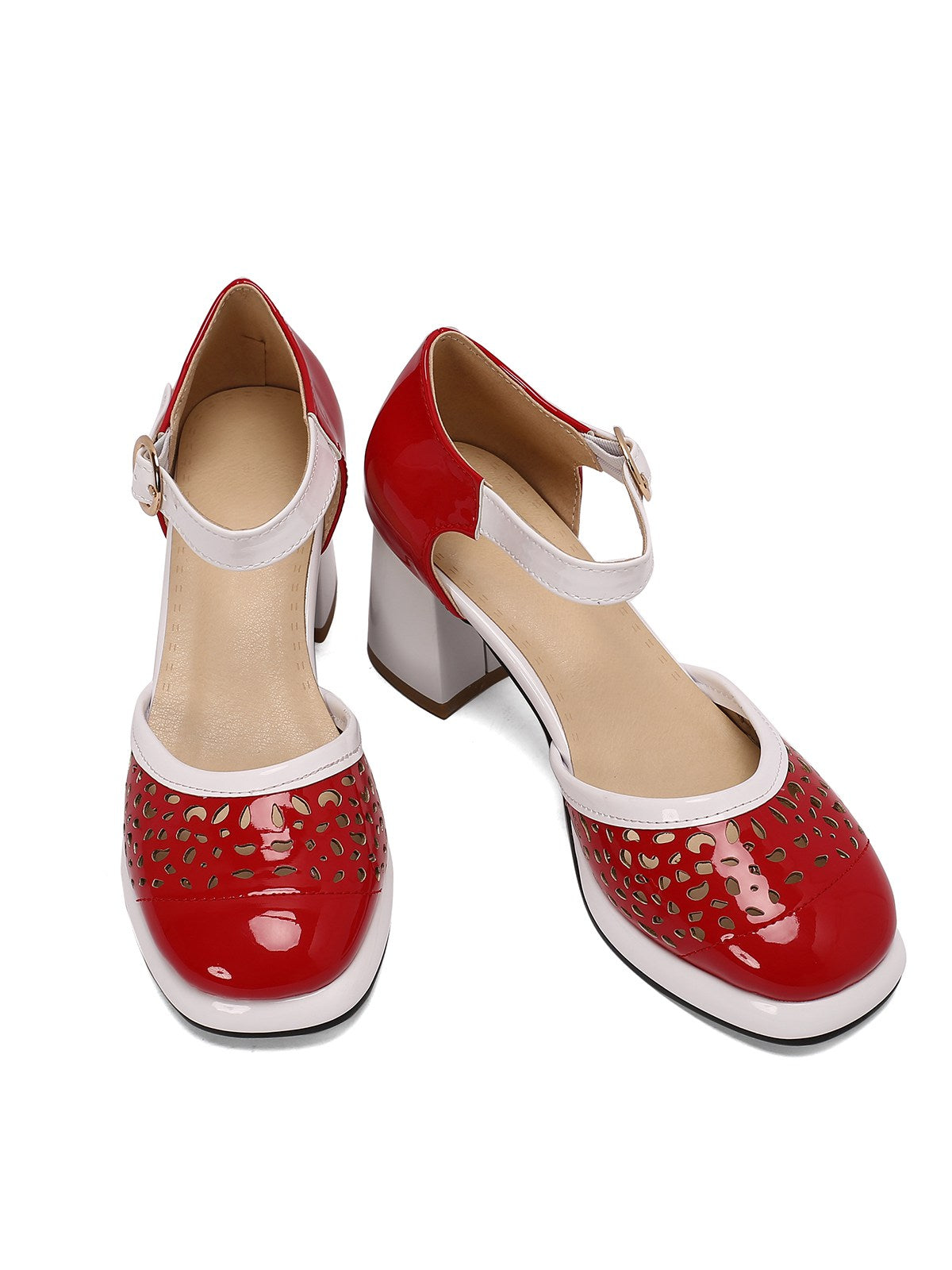 Retro Hohle klobige High Heels Schuhe