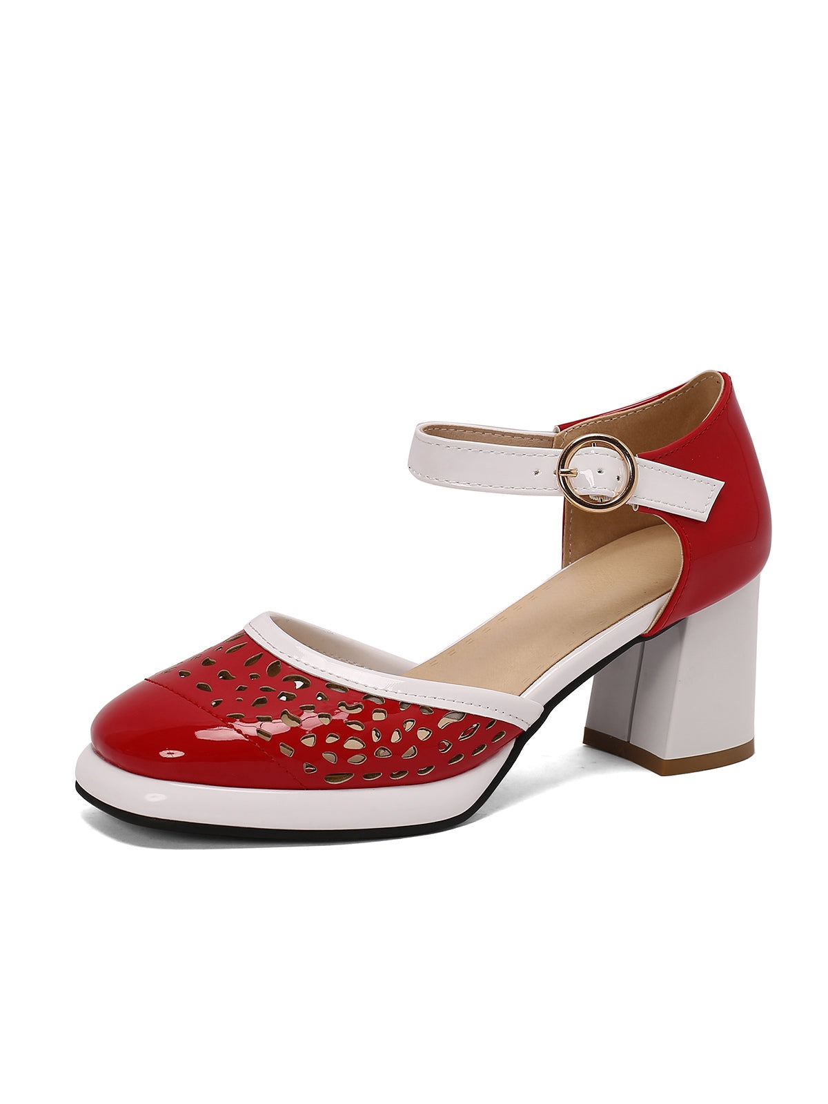 Retro Hohle klobige High Heels Schuhe