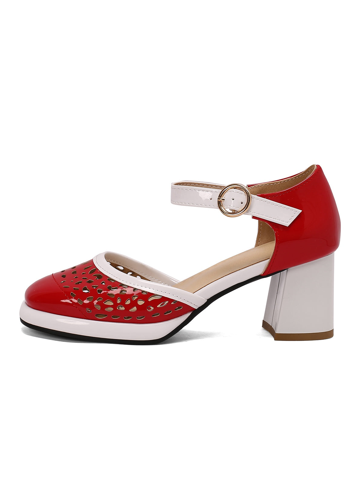 Retro Hohle klobige High Heels Schuhe