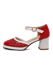 Retro Hohle klobige High Heels Schuhe