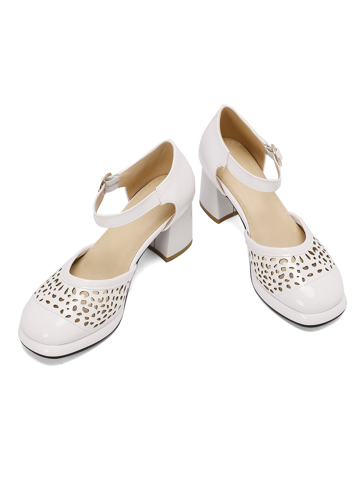 Retro Hohle klobige High Heels Schuhe
