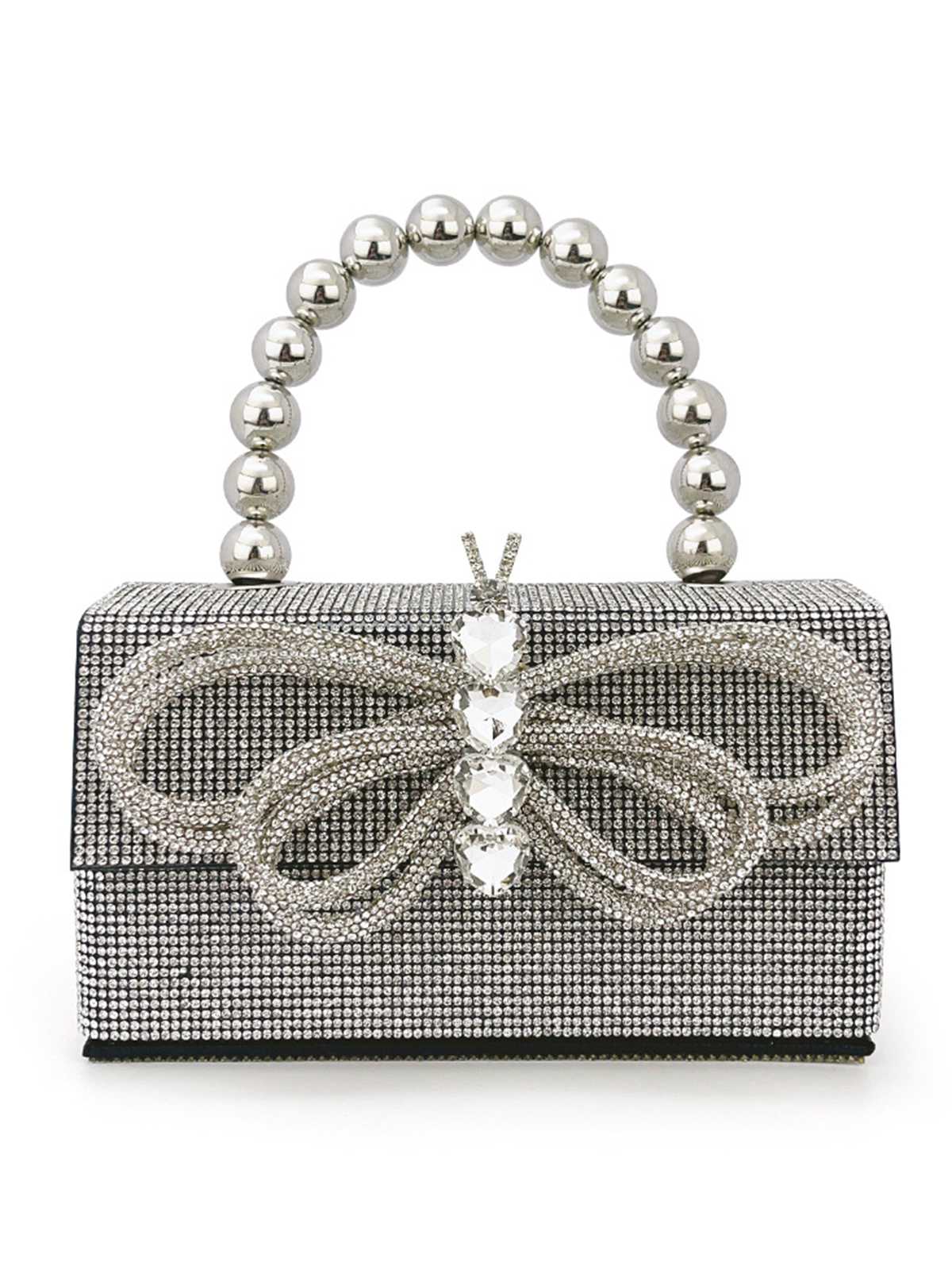 Partytasche mit glänzender Schleife und Strasssteinen