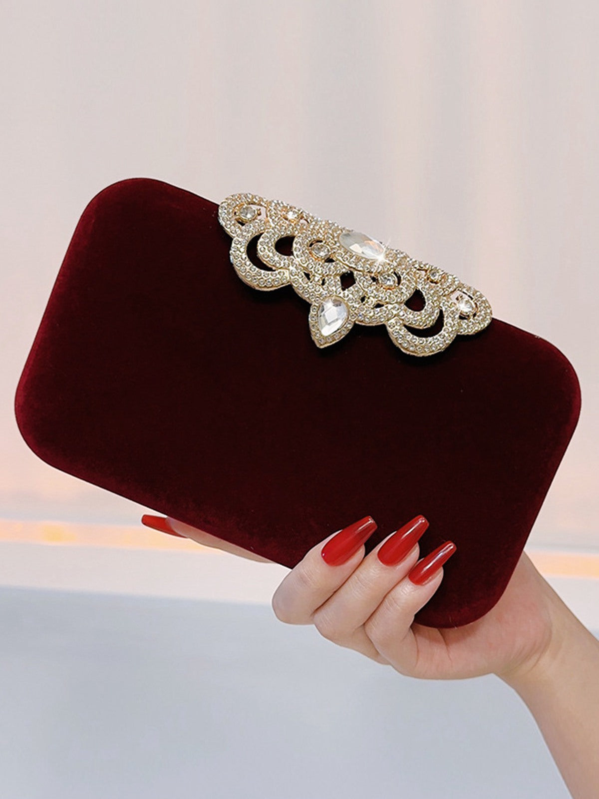 Vintage Strassbesetzte Abendhandtasche aus Samt