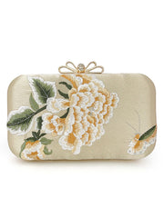 Goldene Clutch mit Pfingstrosen-Stickerei im Vintage-Stil 