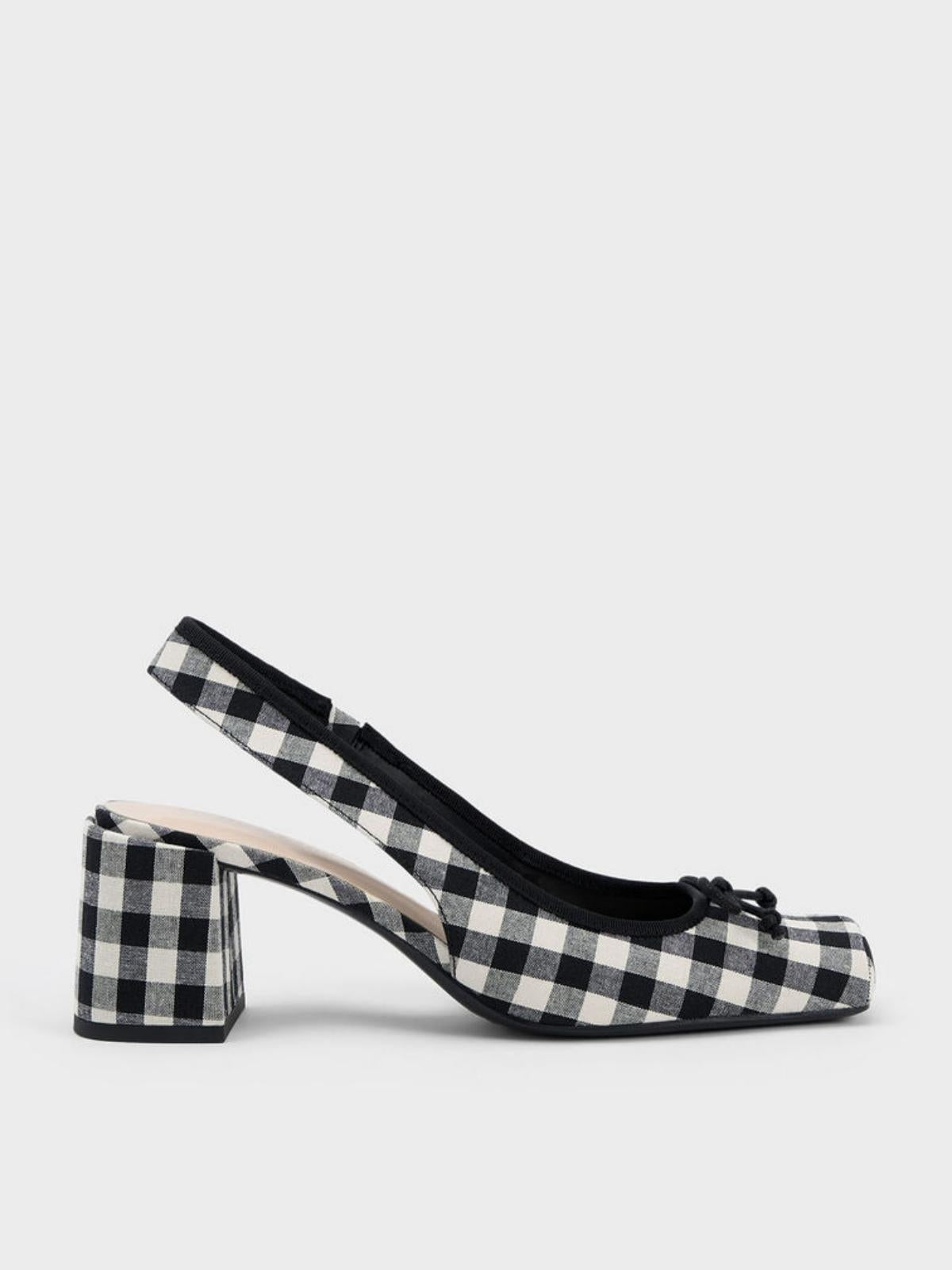 Retro Mary Jane Schuhe mit Karomuster und klobigem Absatz