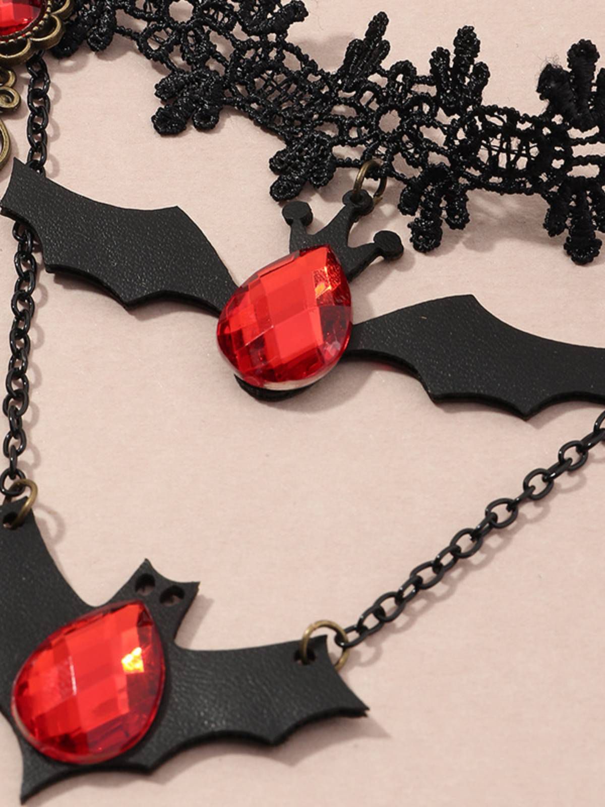 Retro Halloween Spitze Fledermaus Halskette