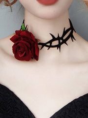 Retro Rose Flanell Blume Samt-Halskette