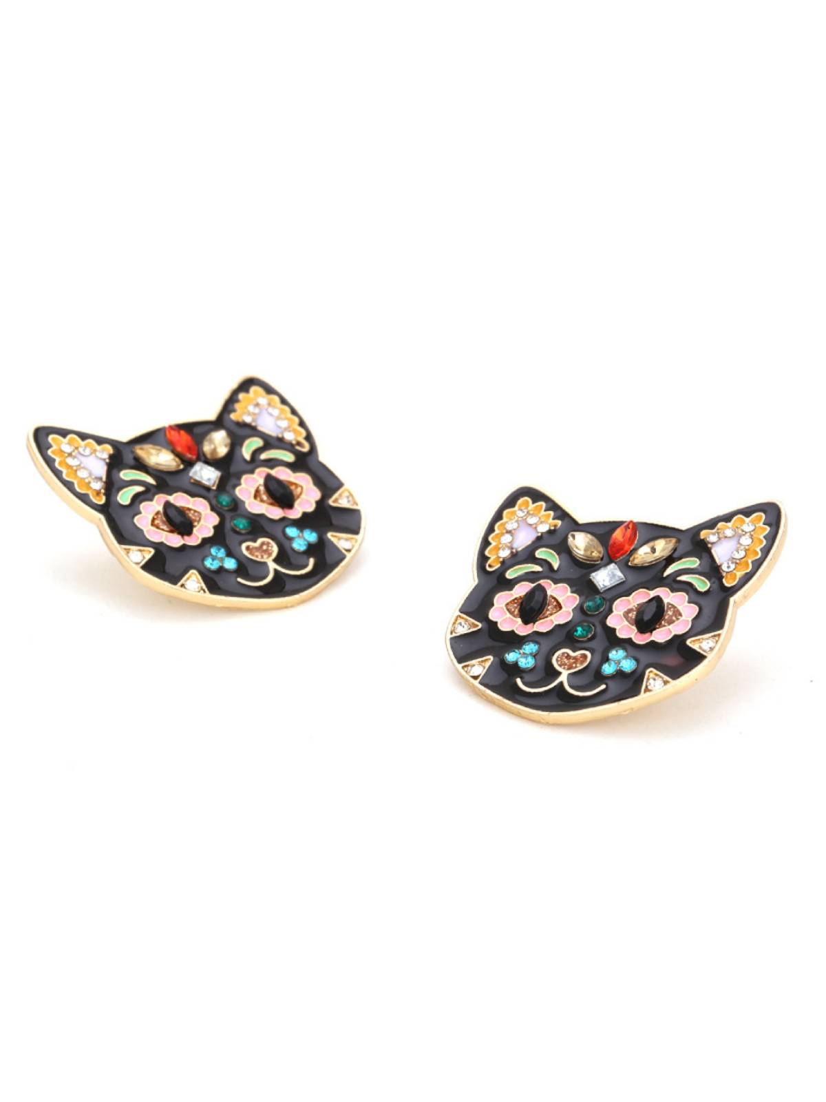 Black 1950s Halloween Cat Earring