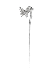 Butterfly Diamond Pearl Asymmetric Earrings