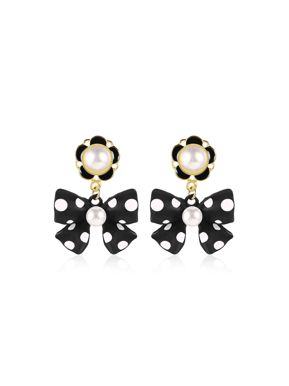 Boucles d'oreilles rétro à pois et perles