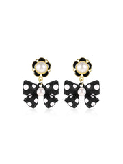Boucles d'oreilles rétro à pois et perles