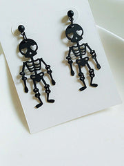 Black Halloween Skeleton Dangle Earrings