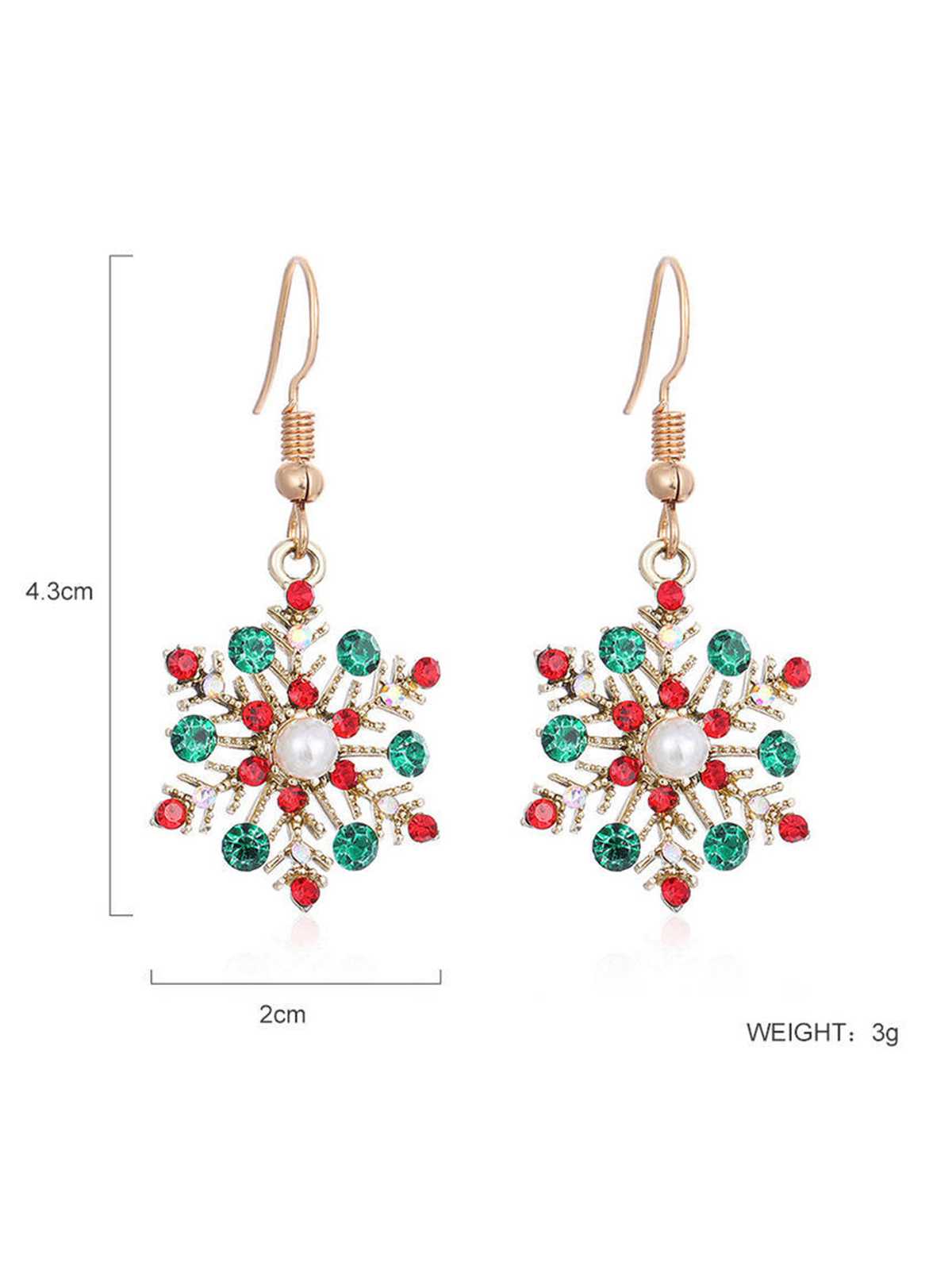 Weihnachtslegierung Diamant Schneeflocke Halskette Ohrring Set