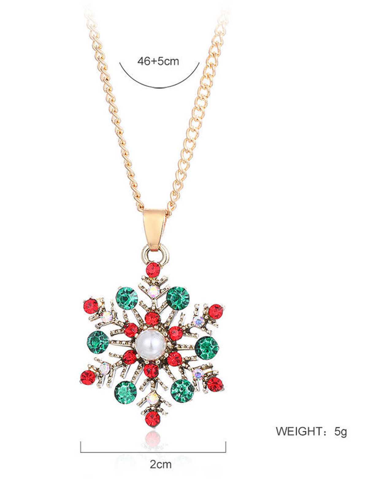 Weihnachtslegierung Diamant Schneeflocke Halskette Ohrring Set