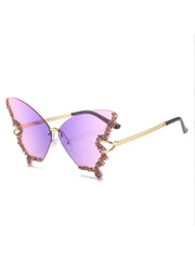 Vintage Sonnenbrille mit Farbverlauf und Schmetterlings-Strass