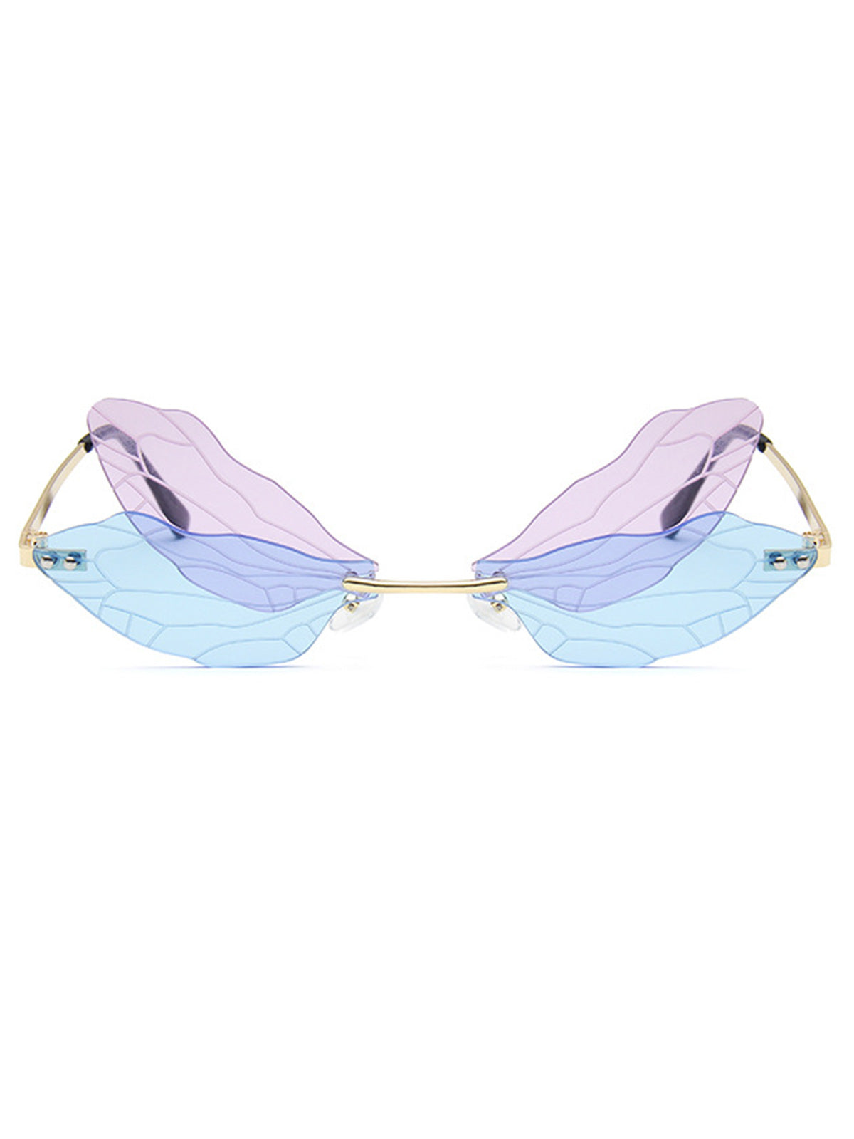 Randlose Sonnenbrille im Retro-Stil mit Libellen-Motiv