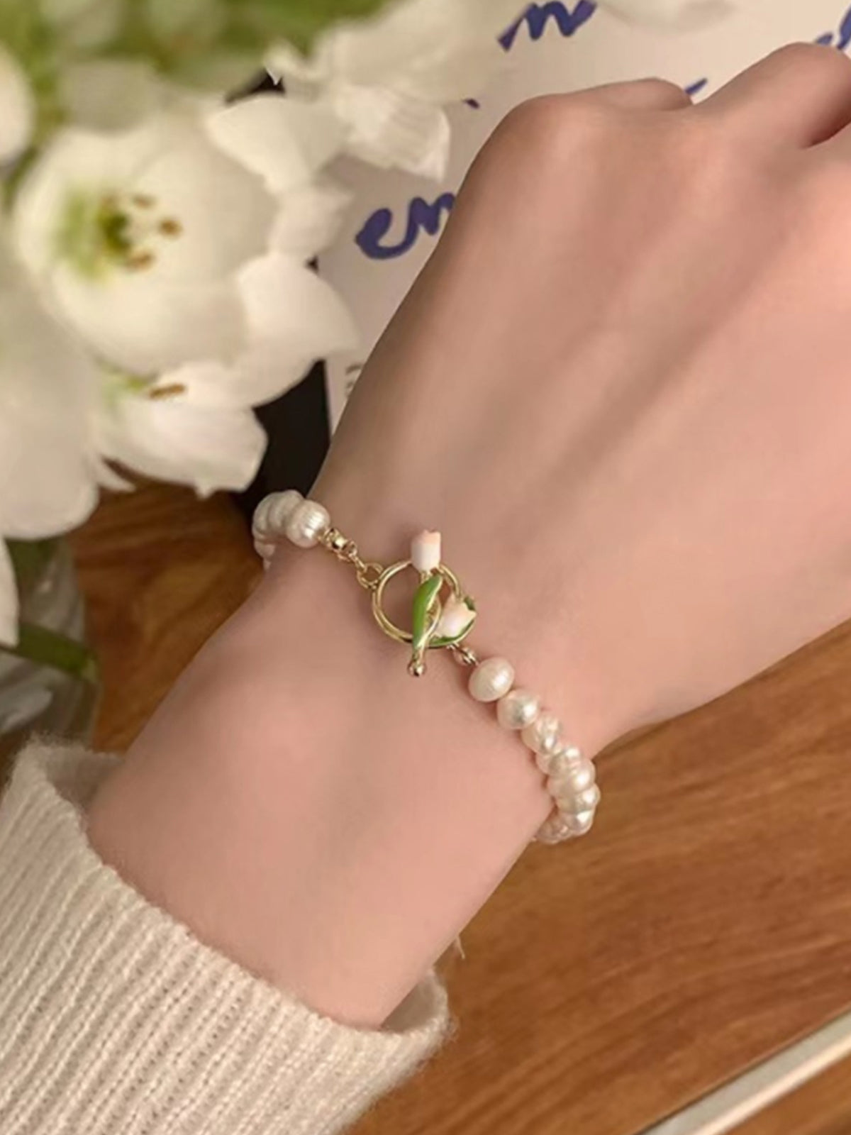 Tulpenperlen-Legierung Vintage Armband