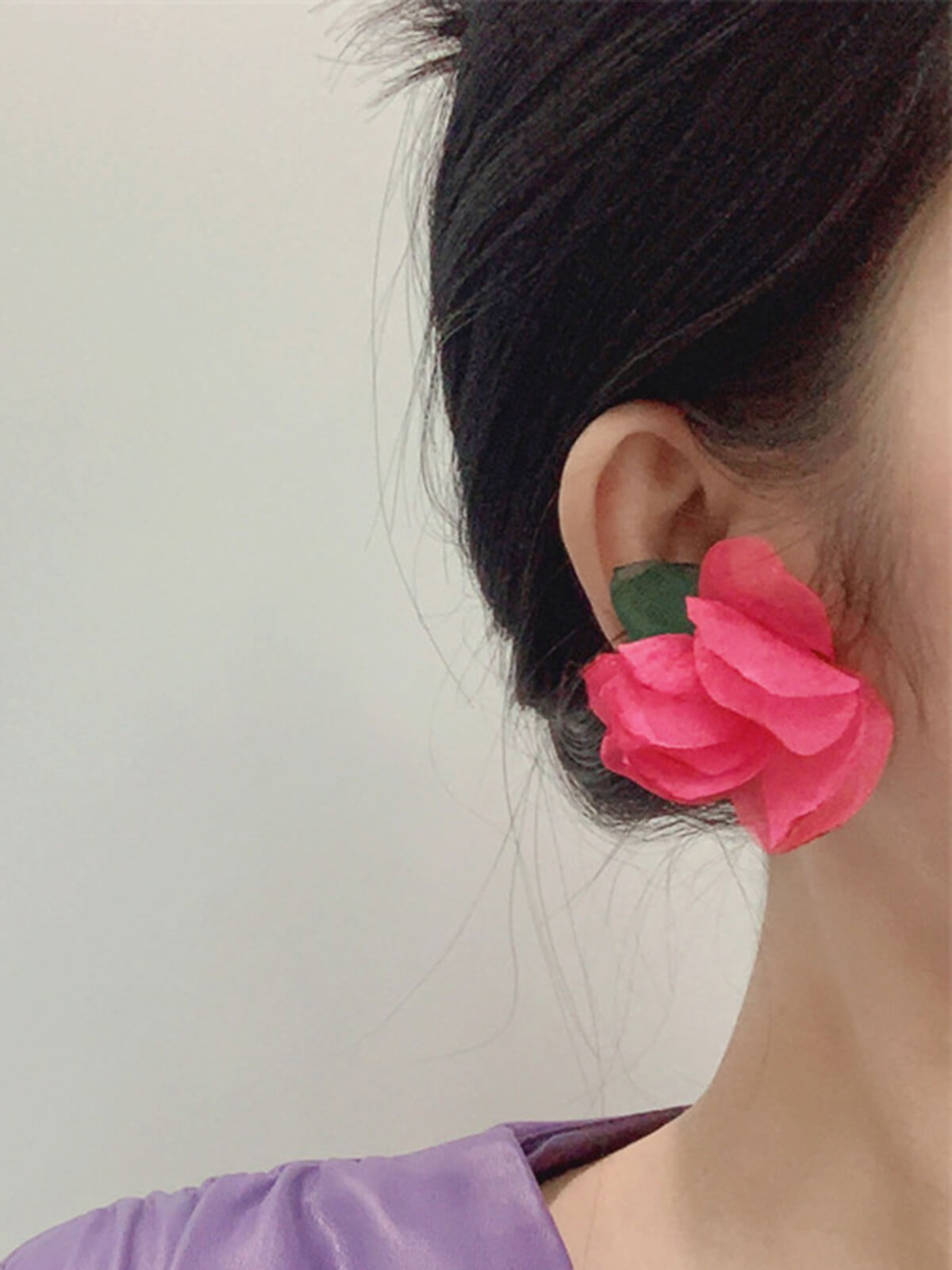 Retro Chiffon 3D Flower Stud Earrings