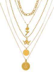 Rose & Angel Multi-Layer Pendant Necklace
