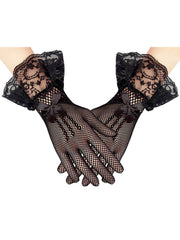 Black Feather Fascinator Hat With Veil & Necklace & Gloves