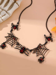 Black Gothic Spider Web Necklace