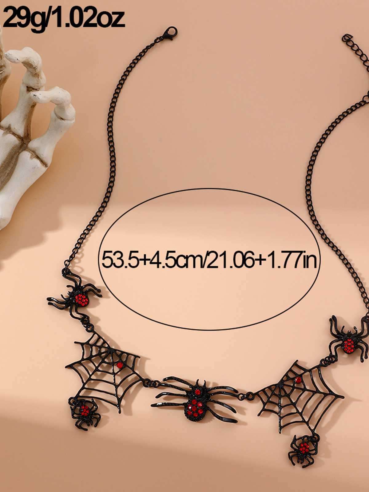 Black Gothic Spider Web Necklace