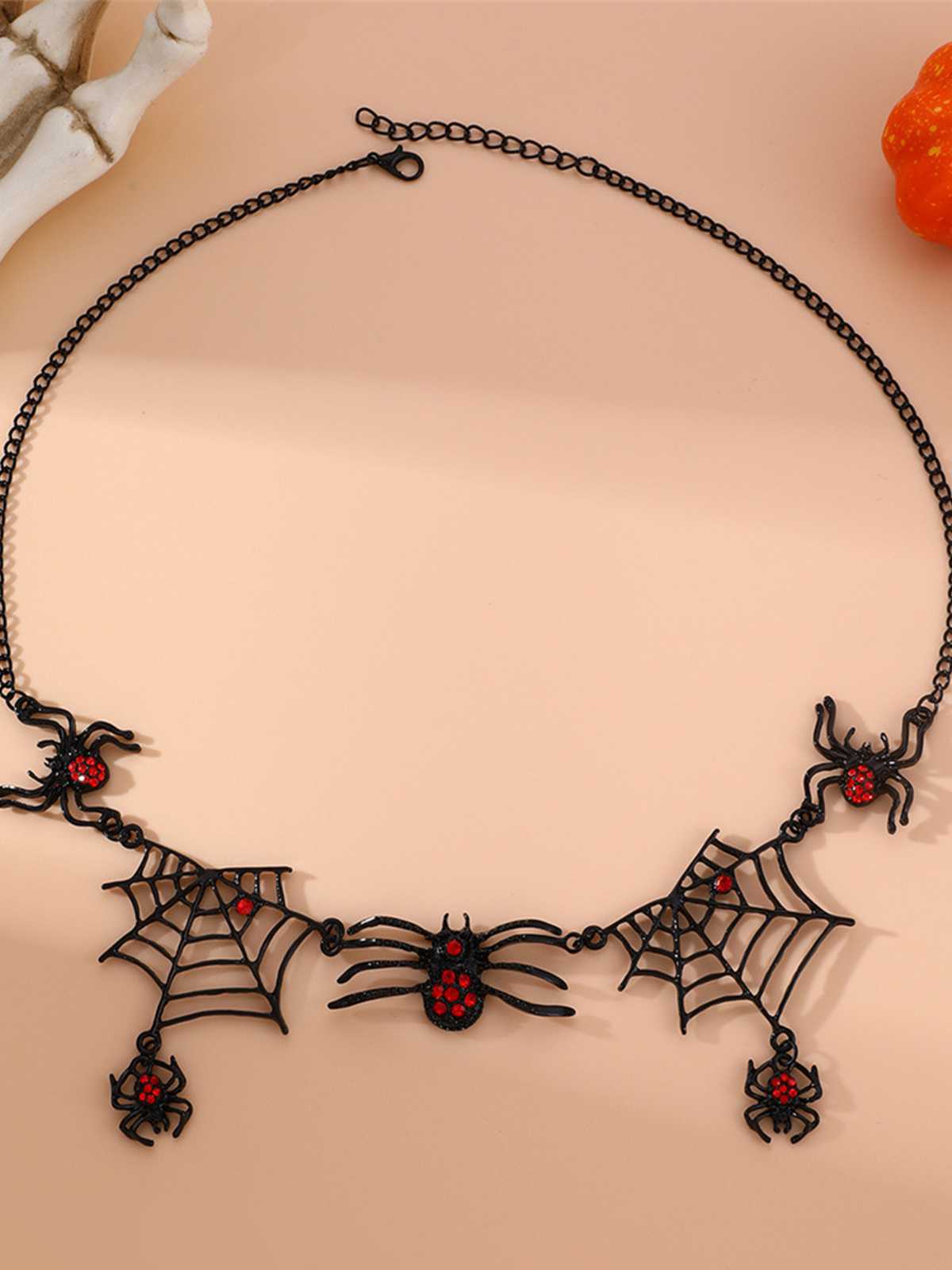 Black Gothic Spider Web Necklace