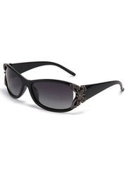 Schwarze Retro-Sonnenbrille mit Schmetterlingsdekor