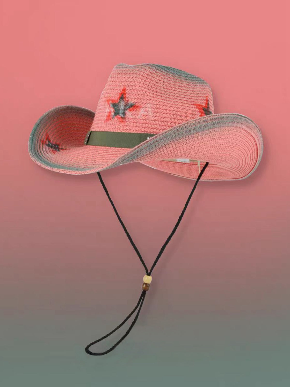 Retro Pink Star Häkelknoten Cowboy Sonnenhut 
