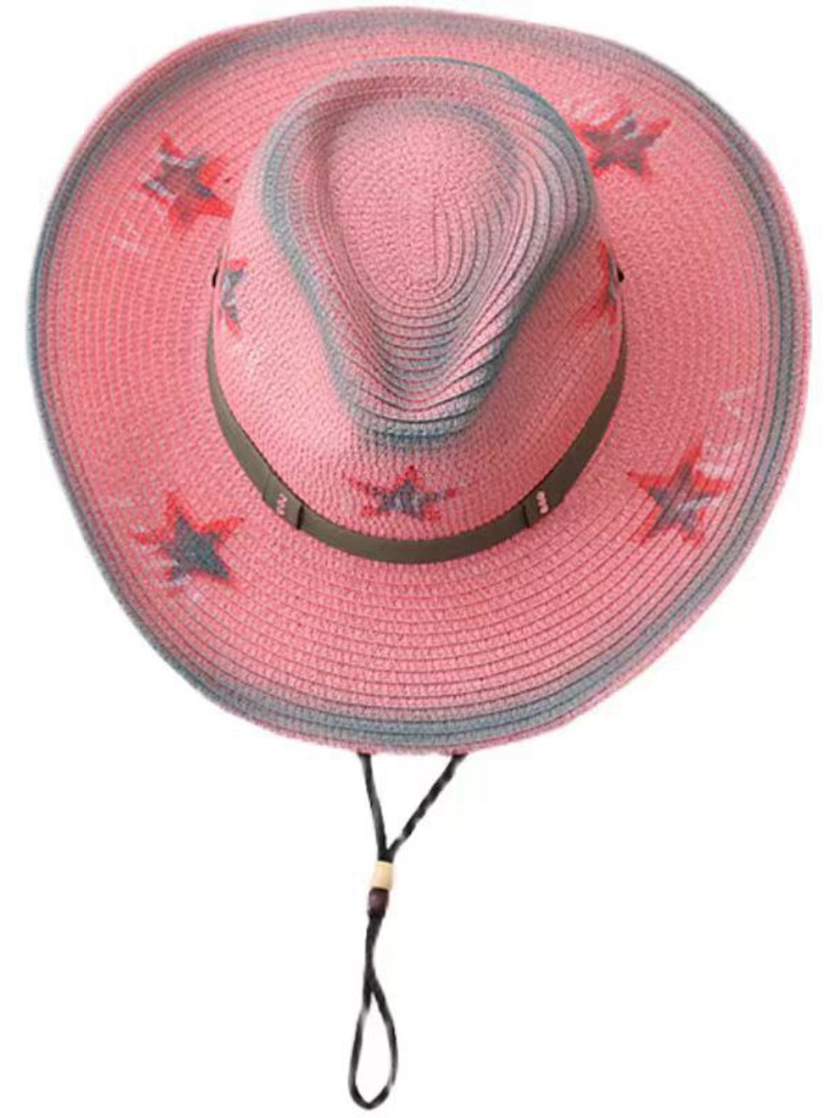 Retro Pink Star Häkelknoten Cowboy Sonnenhut 