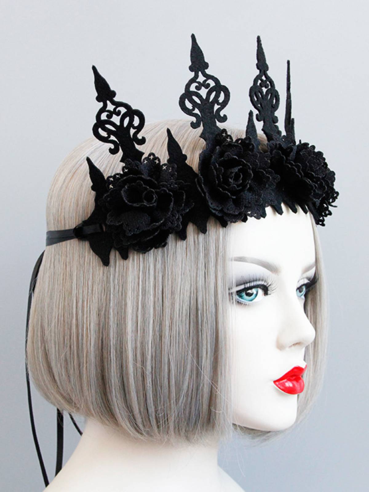 Black Halloween Flowers Crown Headband