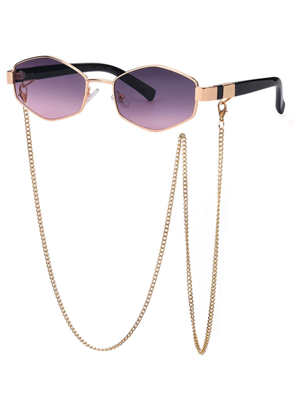 Sonnenbrille im Vintage-Stil mit geometrischem Rahmen und goldener Kette