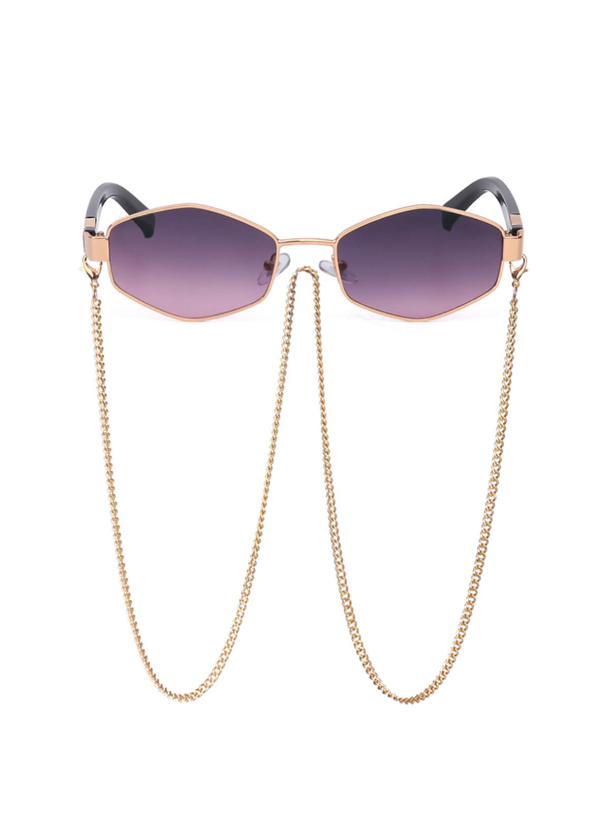 Sonnenbrille im Vintage-Stil mit geometrischem Rahmen und goldener Kette