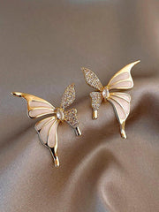 Boucles d'oreilles à tige papillon vintage en zircon et strass