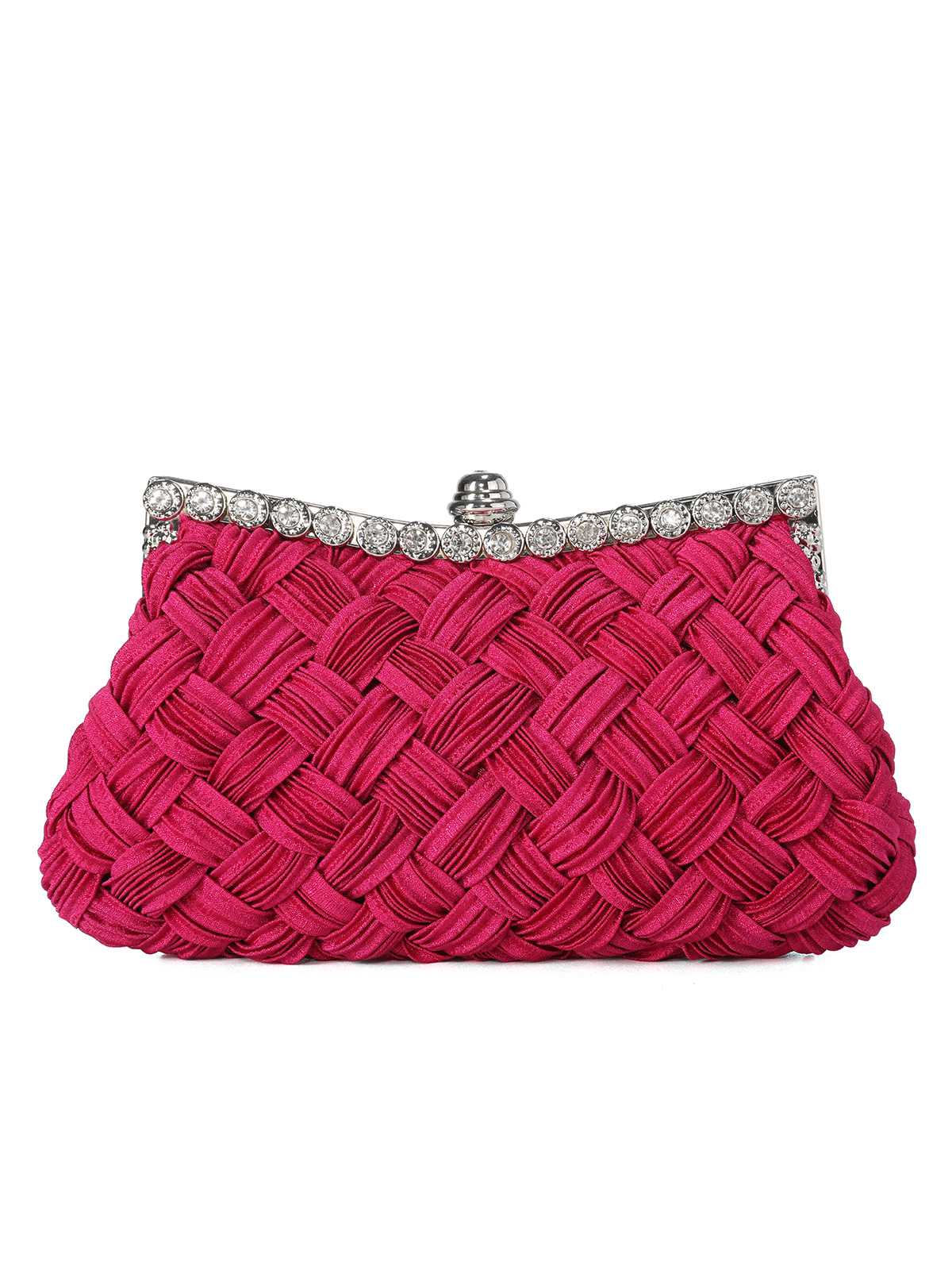 Abendtasche aus Satingewebe mit Diamanten